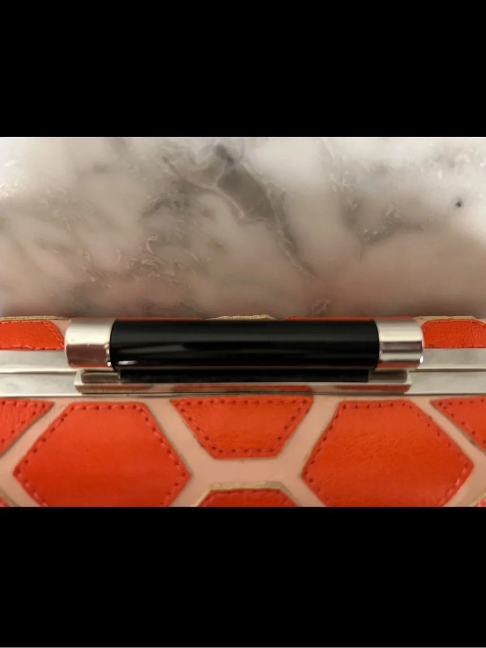 Diane Von Furstenburg Orange Cream - Hexagon Design Clutch WITH Dustbag